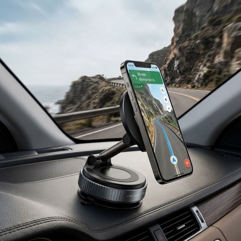 Suporte magnético para telemóvel, fixação flexível, rotação de 360°
