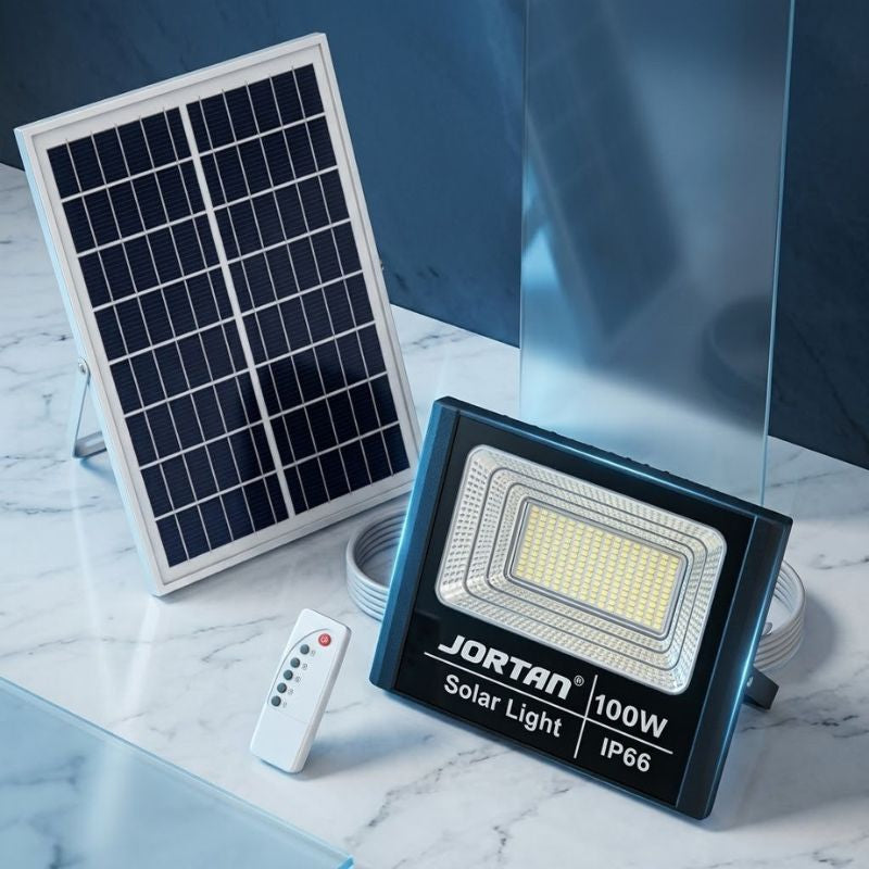 Projetor LED Solar com Painel e Comando à Distância