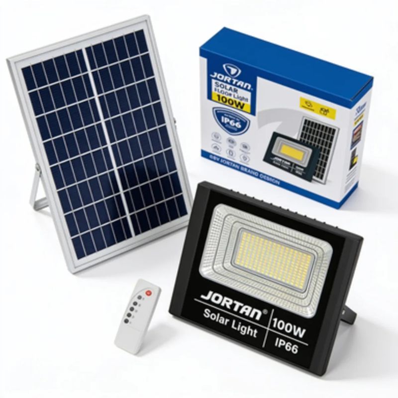 Projetor LED Solar com Painel e Comando à Distância