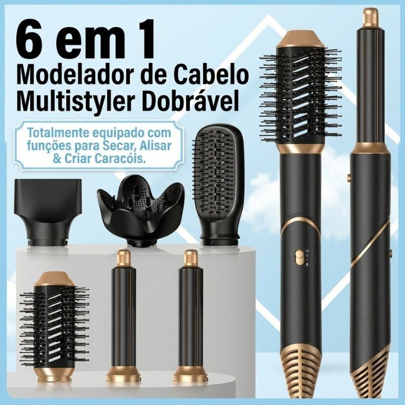 Escova secadora de cabelo 6 em 1